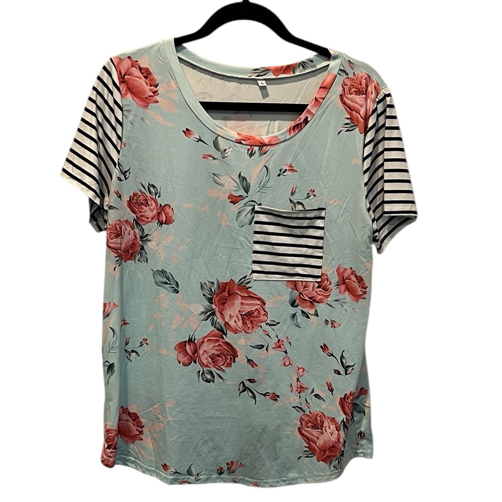 Floral and Striped Shirt Size Large